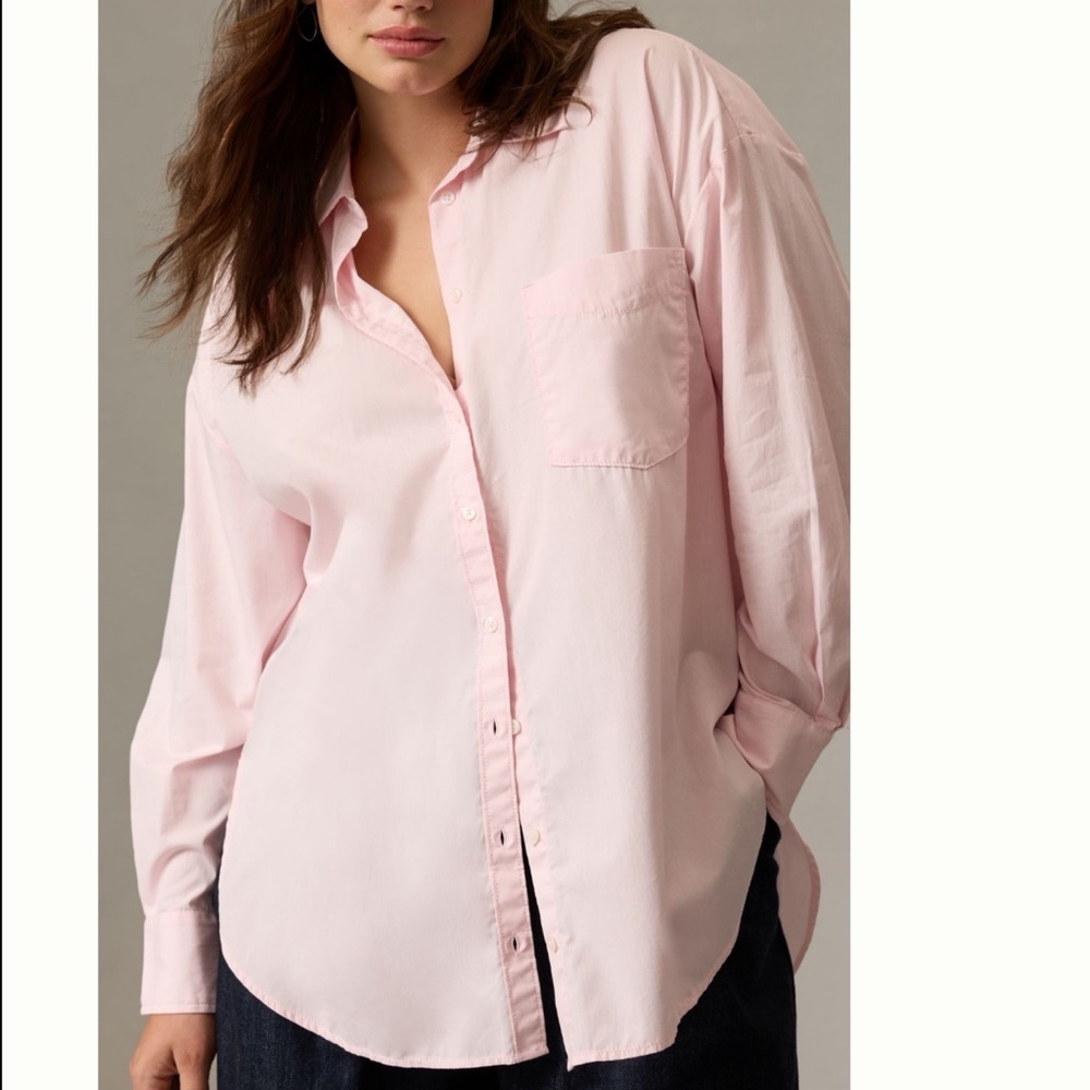 NWT Anthropologie Maeve The Bennet And Oversized Buttondown Shirt in Pink - Picture 4 of 12